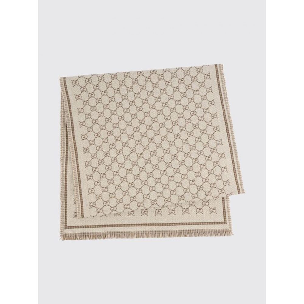 Gucci Women Reversible Gg Jacquard Wool Fringed Scarf Gucci